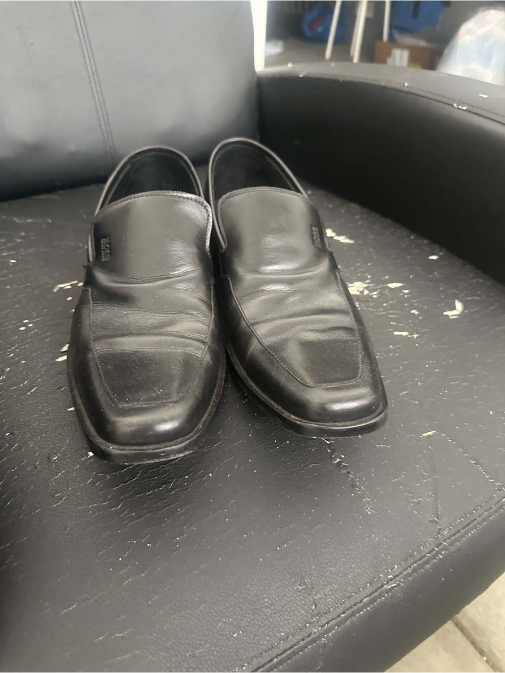 Boss Black Leather Slip-On Loafers